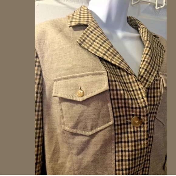 DONCASTER Plaid Jacket Tan Brown Wool Career - Picture 2 of 8